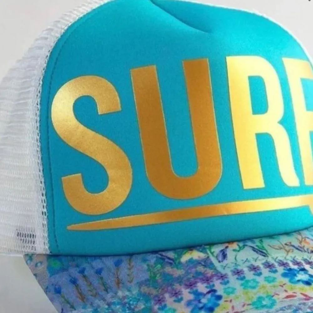 Surf Hat~  Natural Life surf logo with micro floral bohemian beach time cap NWT